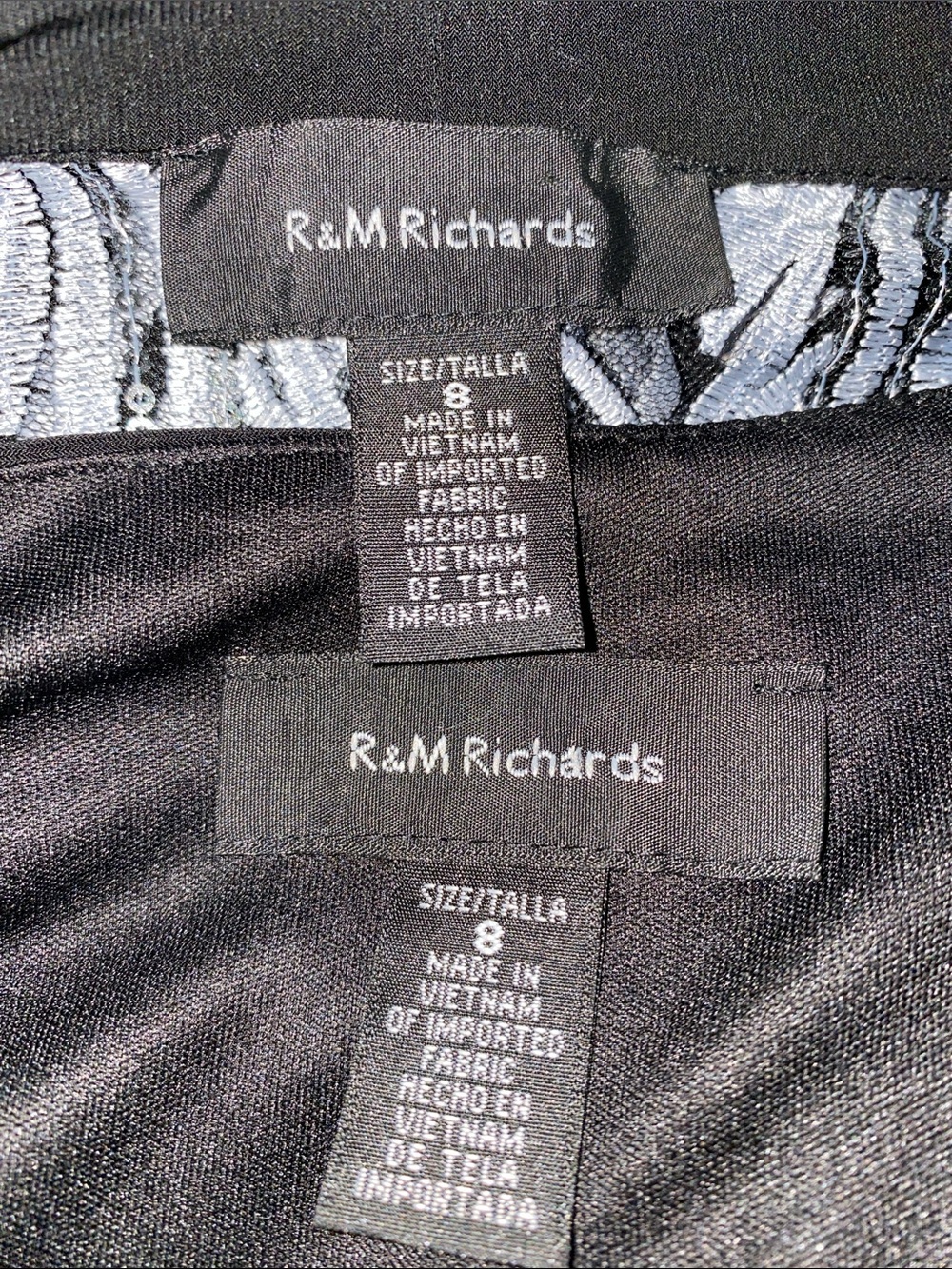 R&M RICHARDS sequined duster black tank dress attached necklace 2 piece size 8 - Picture 9 of 16